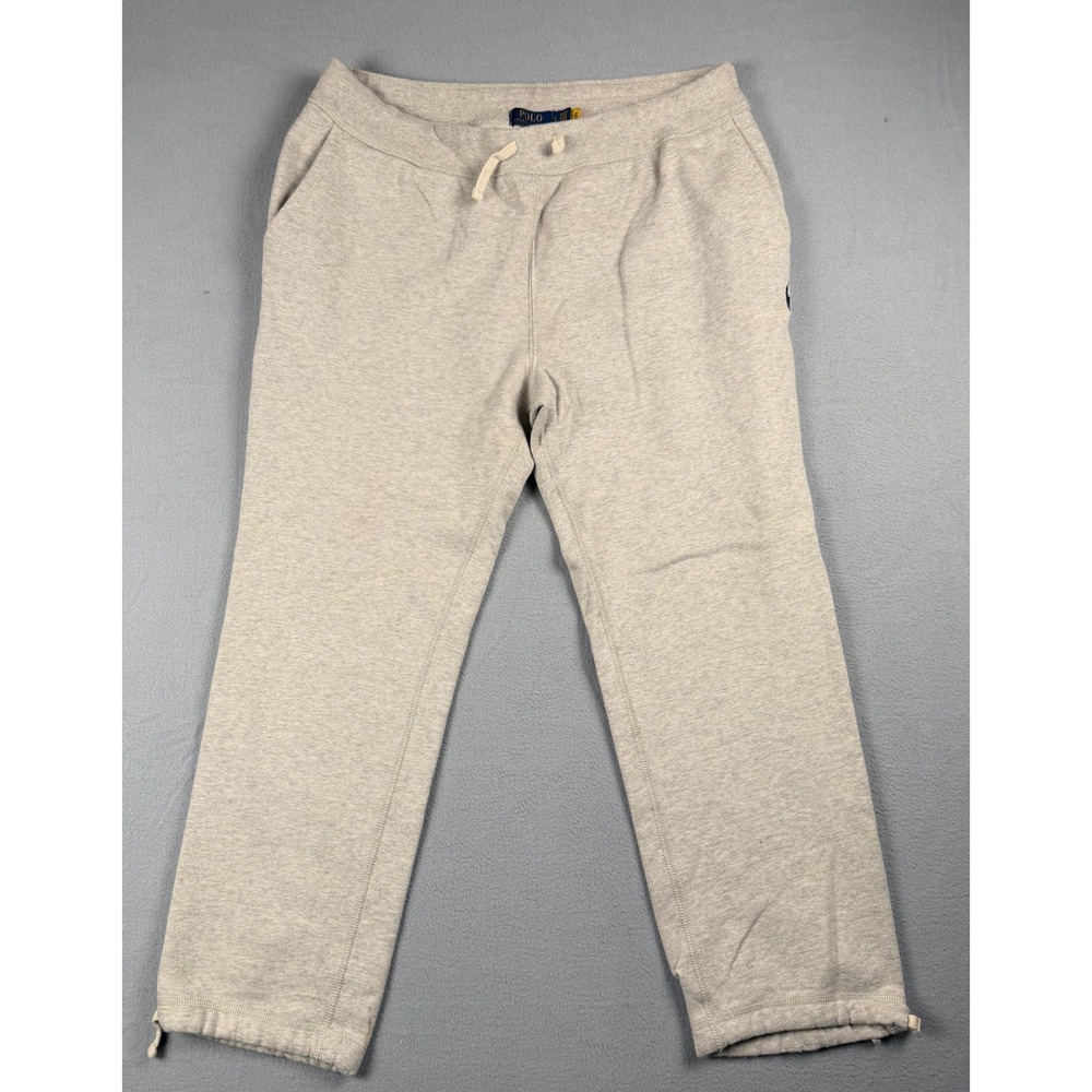 Polo Ralph Lauren Mens Heather Gray Fleece Sweatpants Drawstring Cuffs Large
